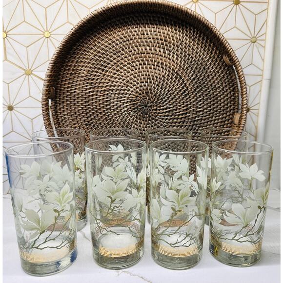 Libbey Glass Company Golden Lotus Glasses | Set of 8 - Picture 3 of 7